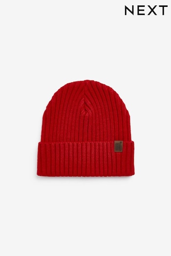 Red Knitted Rib Beanie Hat (1-16yrs) (379294) | £4 - £8