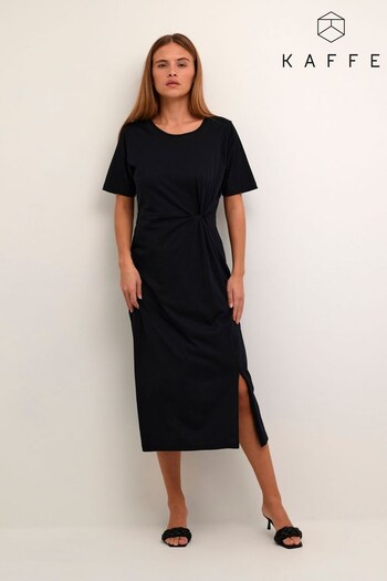 Kaffe Nette Jersey Short Sleeve Black Midi Dress (379467) | £50