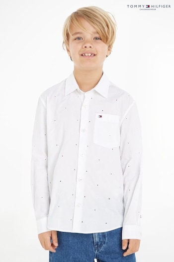 Tommy wit Hilfiger Boys Monogram Embroidery White Shirt (379503) | £55 - £65