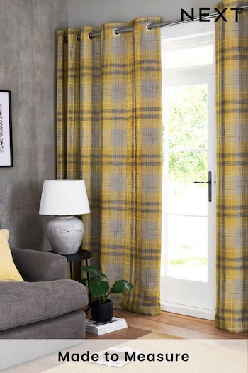 Gold Astley Check Made To Measure Curtains (379664) | £91