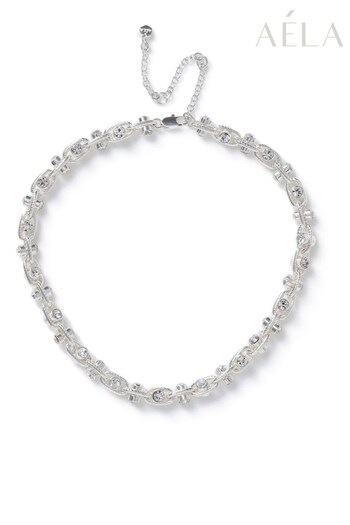 Aela Silver Tone Heavy Crystal Chain Necklace (380314) | £25