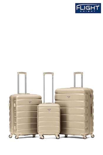 Flight Knight Black Set of 3 Hardcase Large Check in Suitcases and Cabin Case (380319) | £150