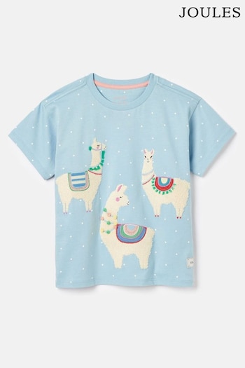 Joules Astra Blue Llama Short Sleeve Artwork T-Shirt (380321) | £18.95 - £20.95