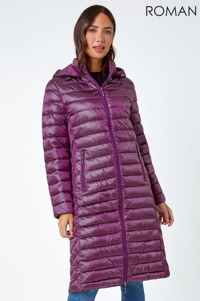Long purple clearance puffer coat
