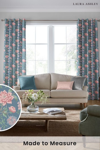 Laura Ashley Blue Tapestry Floral Made to Measure Curtains (380918) | £119