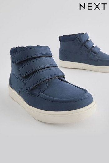 Navy Blue Wide Fit (G) 3 Strap Touch Fastening Smart Ankle boots Blue (380942) | £27 - £31