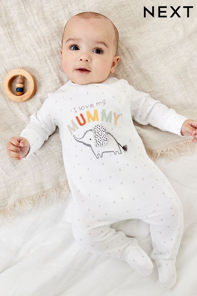 Mummy Elephant Single Baby Sleepsuit (0-18mths) (380999) | £9.50 - £10.50