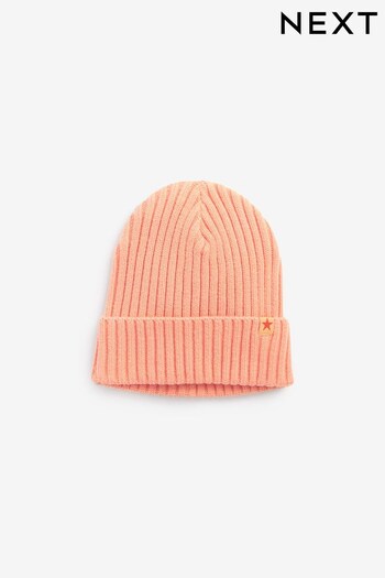 Peach Pink Rib Beanie Hat (1-16yrs) (381095) | £4 - £8