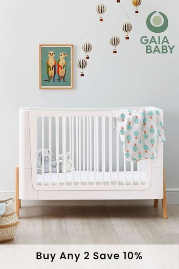 Gaia Baby Scandi White Hera Cot Bed And Bedside Crib Set (381468) | £700