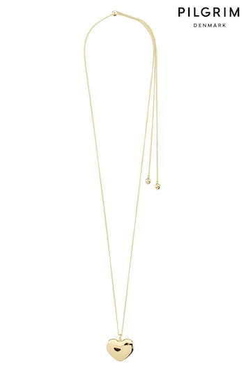 PILGRIM Gold Sophia Recycled Large Heart Necklace (381763) | £30