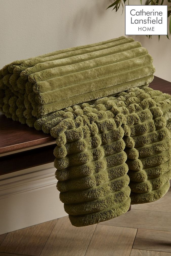 Buy Green Faux Fur Throws Homeware Online Next UK