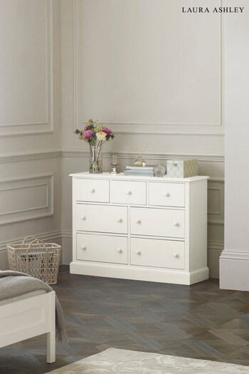 Laura Ashley Cotton White Ashwell Chest of 7 Drawers (381880) | £1,050