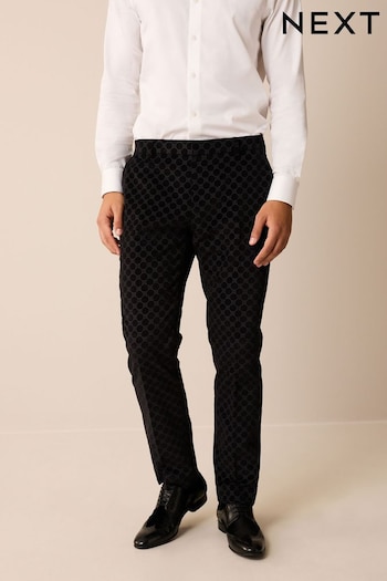 Black Slim Jacquard Tuxedo Suit Trousers (381895) | £50