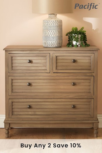 Pacific Taupe Brown Pine Wood Four Drawers Chest (382090) | £335
