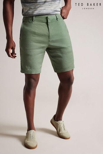 Ted Baker Green Leder Linen Blend Half Elasticated Shorts Boys (382176) | £80