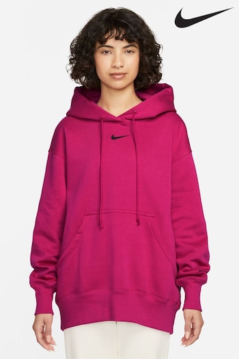 Nike Fushsia Pink Oversized Mini Swoosh Hoodie (382349) | £60