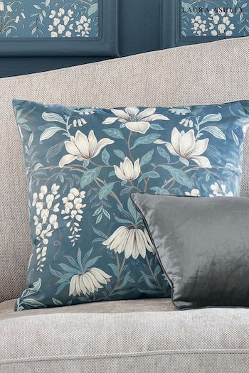 Laura Ashley Seaspray Blue Square Parterre Printed Cushion (382716) | £50