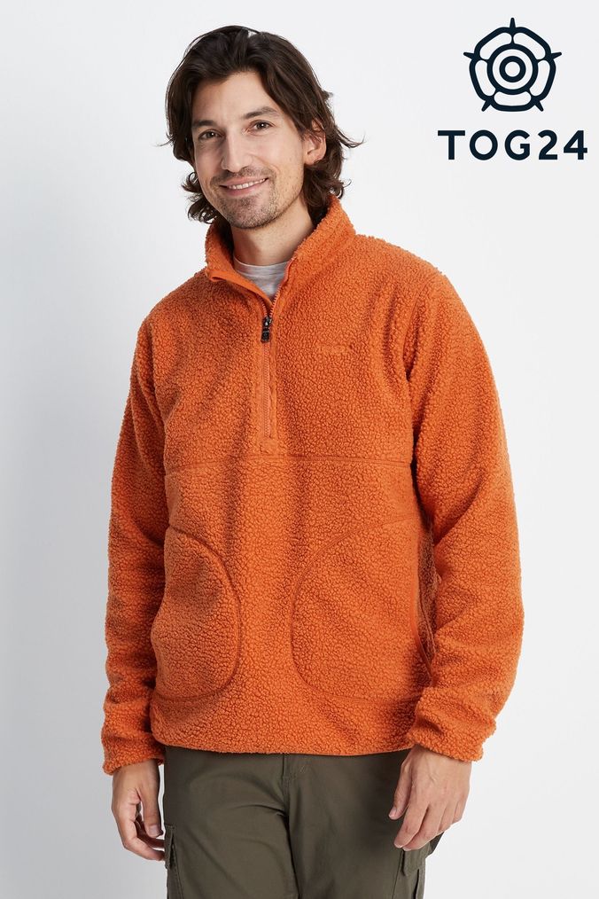 Mens orange discount fleece jacket