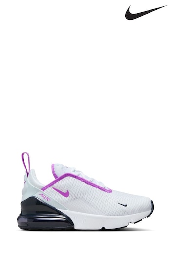 Nike 22cm White/Purple Air Max 270 Junior Trainers (383086) | £75
