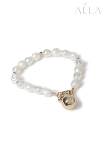 Aela Gold Tone Freshwater Pearl Bracelet (383449) | £30