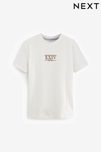 White Embroidery Textured Short Sleeve T-Shirt (3-16yrs) (383666) | £13 - £18