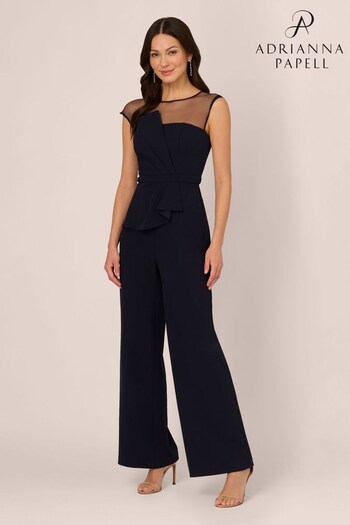 Adrianna Papell Blue Knit Crepe Jumpsuit (383696) | £199