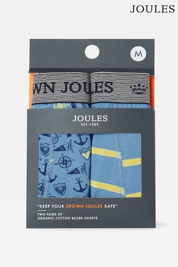 Joules Crown Joules Blue Sail Cotton Boxer Briefs (2 Pack) (383819) | £19.95