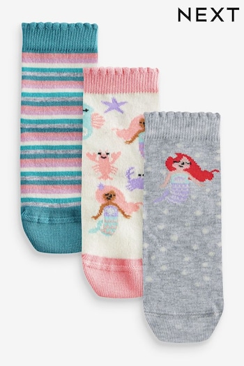 Pink/Grey 3 Pack Cotton Rich Mermaid Character Ankle Socks (383880) | £5.50 - £7.50