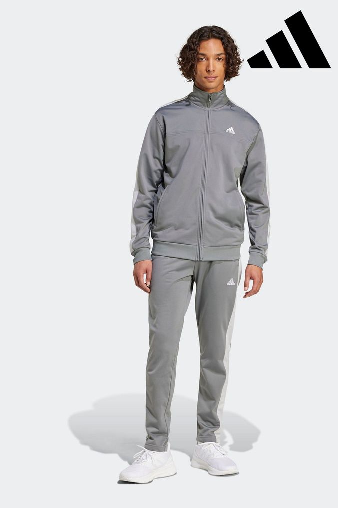 Adidas grey and green tracksuit deals