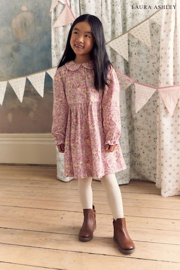 Laura Ashley Pink Long Sleeve Floral Cord Prom Dress (384376) | £30 - £36