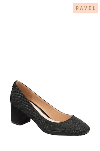 Ravel Black Satin Block Heel Court Shoes (384621) | £65