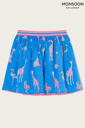 Monsoon Blue Giraffe and Flamingo WWF-UK Collaboration Skirt (384918) | £19 - £23