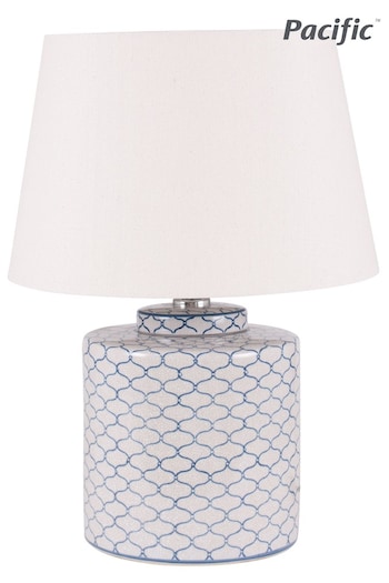Pacific Grey/Blue Demetri Grey/Blue Detail Ceramic Table Lamp (385534) | £120
