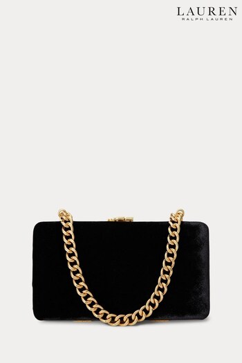 Lauren Ralph Lauren Velvet Franki Black Clutch Bag (386075) | £279