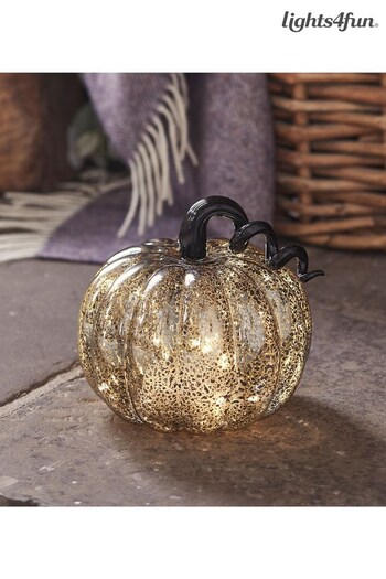 Lights4fun Black Mercury Light Up Pumpkin Decoration (386086) | £25