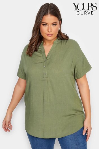 Yours Curve Green Half Placket Blouse (386203) | £24