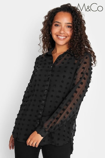 M&Co Black Dobby Spot Shirt with Vest (386246) | £27
