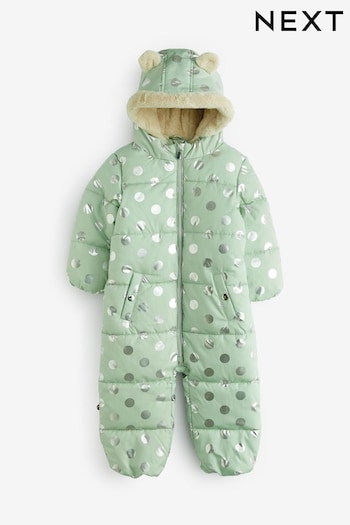 Mint Green Shower Resistant Foil Spot Snowsuit (3mths-7yrs) (386416) | £35 - £39
