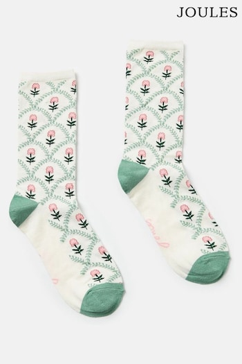 Joules Cream/Pink/Green Excellent Everyday Single Ankle Socks (386981) | £7.95