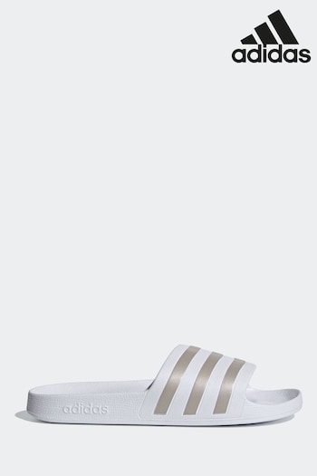 adidas White Sportswear Adilette Aqua Slides (387281) | £18