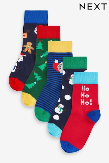 Bright Christmas Cotton Rich Socks 5 Pack (387398) | £7 - £9
