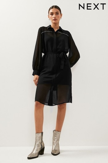 Black Stud Detail Shirt Dress (387666) | £56