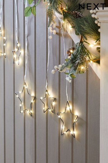 Warm White Black Cable Christmas Star Lights (387671) | £12