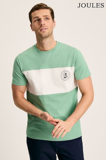 Joules Denton Green Colourblock Jersey Crew Neck T-Shirt (388389) | £24.95