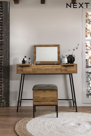 Dark Natural Bronx Oak Effect Console Dressing Table (388459) | £299