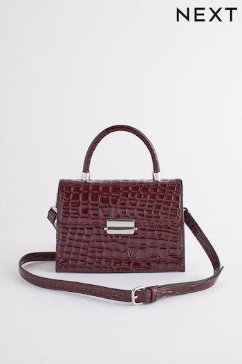 Berry Red Croc Effect Handheld Bag (388479) | £30