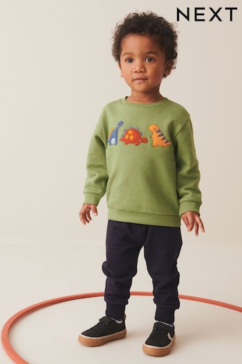 Green Embroidered Character Sweatshirt and Joggers Set (3mths-7yrs) (388629) | £16 - £20