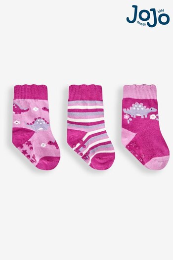 JoJo Maman Bébé Pink 3-Pack Dino Socks (389171) | £9.50