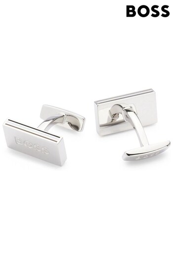BOSS Natural Engraved-Logo Cufflinks With Signature-Stripe Detail (389384) | £82