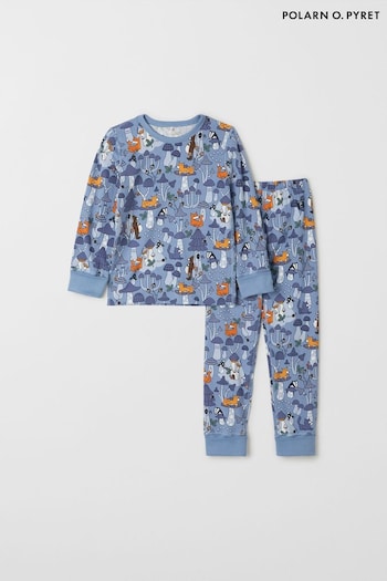 Polarn O Pyret Blue Organic Forest Print Pyjamas (389394) | £28
